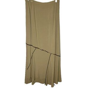 Vintage 80s Nino Wong Tan Art-to-Wear Bias-Cut Maxi Skirt, Size Medium